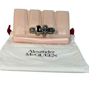 Authentic Alexander McQueen Slash Knuckle Bag - Clay/Pink w/ COA